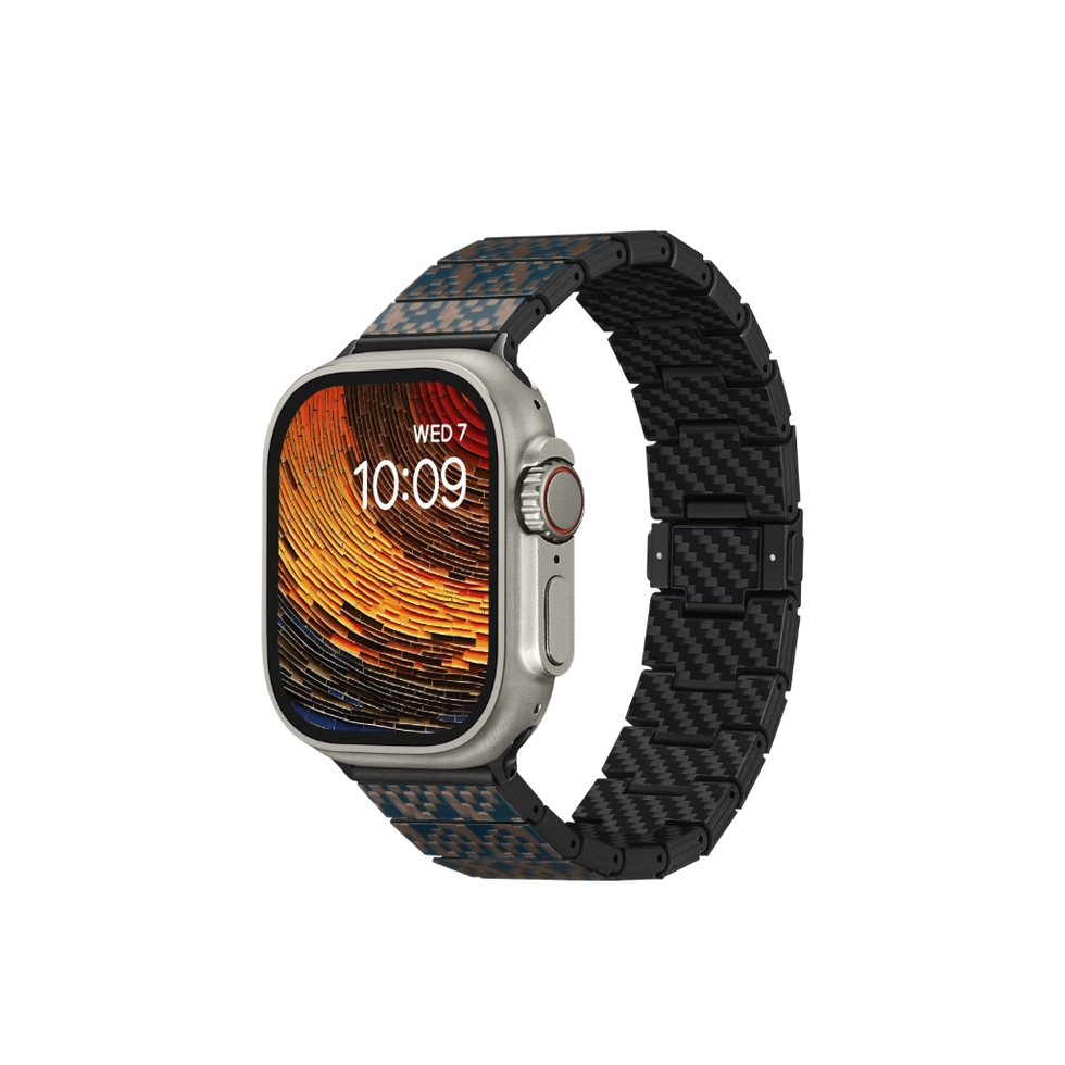 Pitaka - Apple Watch Band (series 9-1, SE, and Ultra 2/Ultra) - 100% Carbon Fiber Adjustable Apple Watch Band - Thin and Comfortable, Retro / Watch